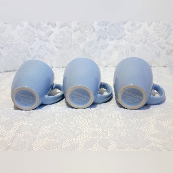 Vintage Three Corelle Light Periwinkle Country Blue Stoneware Coffee Mug Tea Cup - Picture 9 of 17